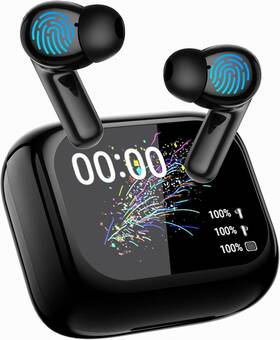 Lax-10 Diujzld Ai Lcd Screen Language Translator Earphone 3-in-1 Translation Earbuds Black