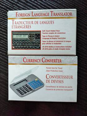 846-291 Office Depot 846-481 Lot Of Two Currency Converter And Foreign Language Translator Eng Spa Ger Fre Ita