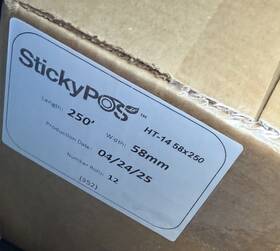 Ht-14 Stickypos 58x250 Sticky Pos Ht14 Receipt Label Box Of 12 New Free Shipping