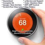 Google Nest 3RD Generation Learning Thermostat T3007ES Stainless Steel W/base. Fixed Price $118.95.