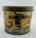 Vintage Tin Noah Ark Theme Oval Shape Child Room Sunday School Organizer Decor. Fixed Price $12.50.