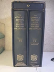 The Compact Edition Of Oxford English Dictionary 2 Volume Set With Magnifier. Fixed Price $50.00.