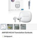 Anfier M3 Ai Translator Earbuds 144 Languages, Accents. Fixed Price $65.00.