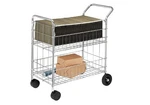 Fellowes Chrome-plated Steel Wire Mail Cart With Upper And Lower Baskets (40912). Fixed Price $350.00.