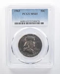 1963 Franklin Half Dollar MS65 Pcgs Dark Grey Tone *7687. Fixed Price $449.95.