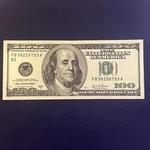 U.s. $100 Old Series Benjamin Franklin Note, 2003A, Great Condition. Fixed Price $125.95.